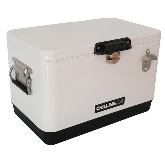 Hielera Metálica Blanca 30 Litros Cooler Eventos Elegante Chilling-Out