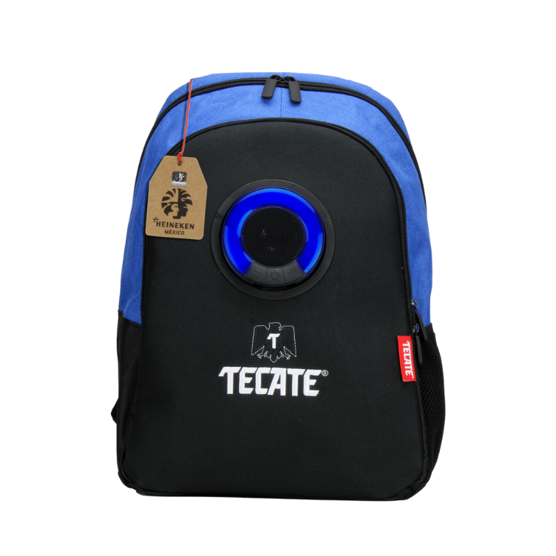 MOCHILA CON BOCINA Y LUZ LED AZUL/NEGRO EDICIÓN TECATE LIGHT