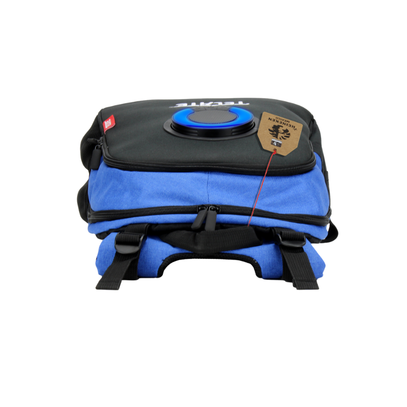MOCHILA CON BOCINA Y LUZ LED AZUL/NEGRO EDICIÓN TECATE LIGHT