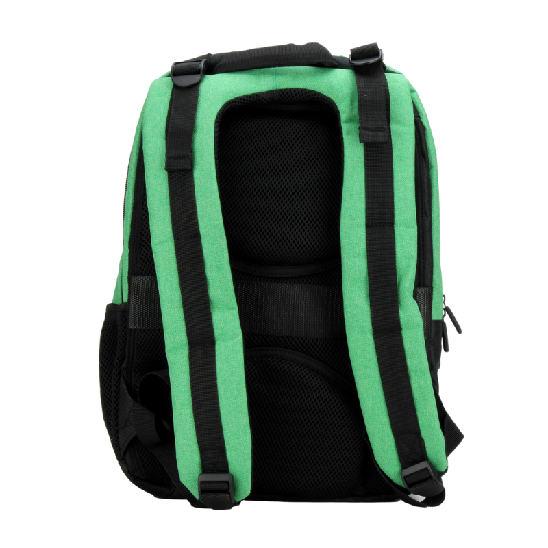 MOCHILA CON BOCINA INALÁMBRICA Y LUZ LED VERDE/NEGRO INDIO
