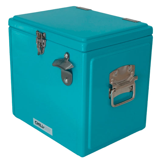 Hielera Metálica Azul Vintage Playa Picnic 15 Litros Chill-Out