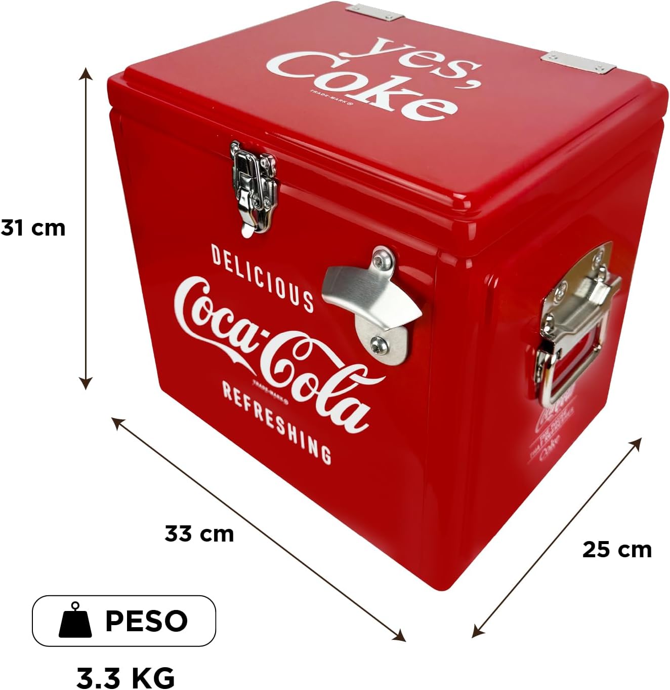 Hielera Metálica Coca-Cola Retro 15L | Capacidad para 18 Latas y Conservación de Hielo por 24 Horas