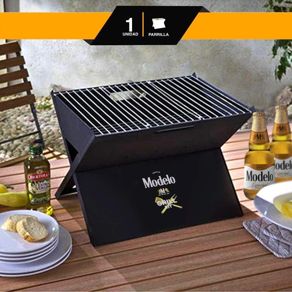 Asador de Carbón Grupo Modelo | Parrilla Plegable Portátil de Acero para Carne y Verduras