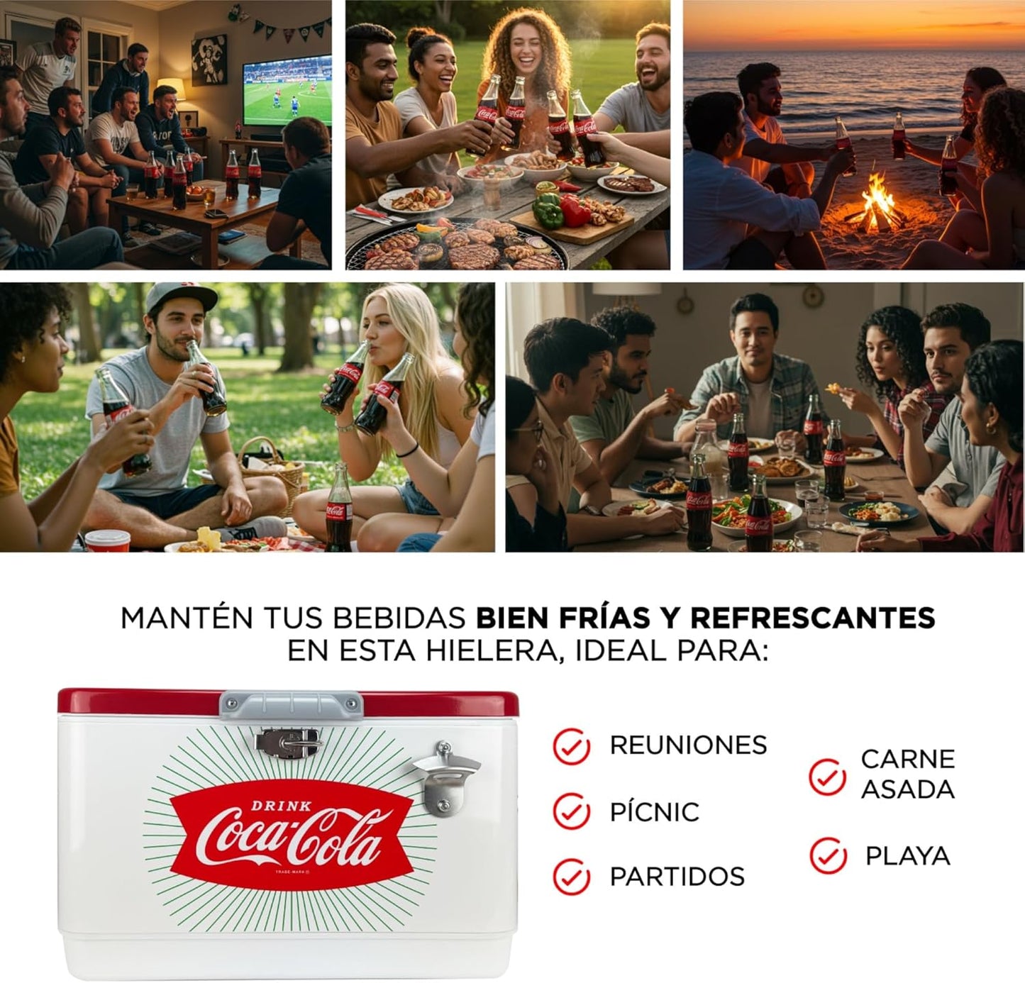 Hielera Coca-Cola CLÁSICA 30L Blanco/Rojo