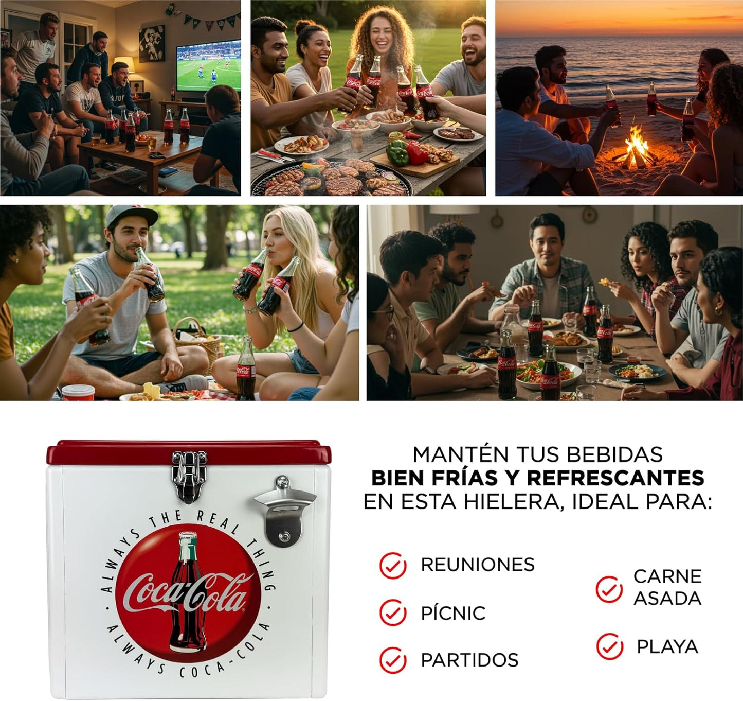 Hielera Metálica Coca-Cola Vintage BLANCO