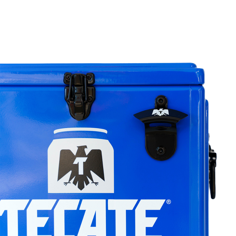 Hielera Metálica Tecate Light Azul de 15 Litros / Hasta 18 Latas