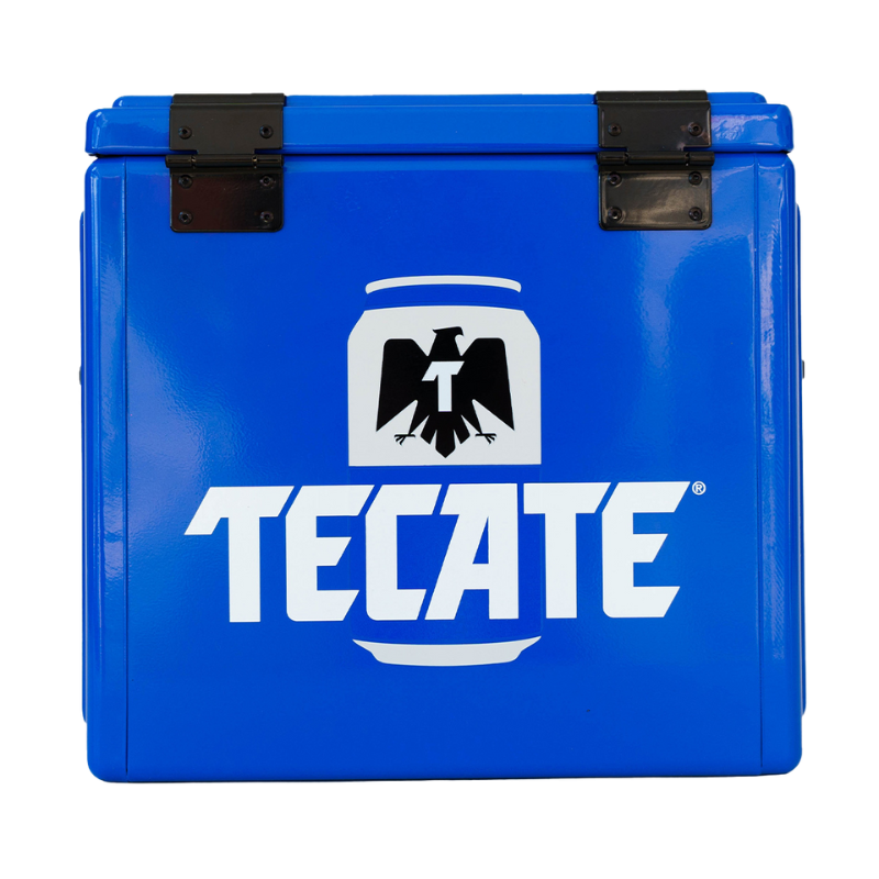 Hielera Metálica Tecate Light Azul de 15 Litros / Hasta 18 Latas
