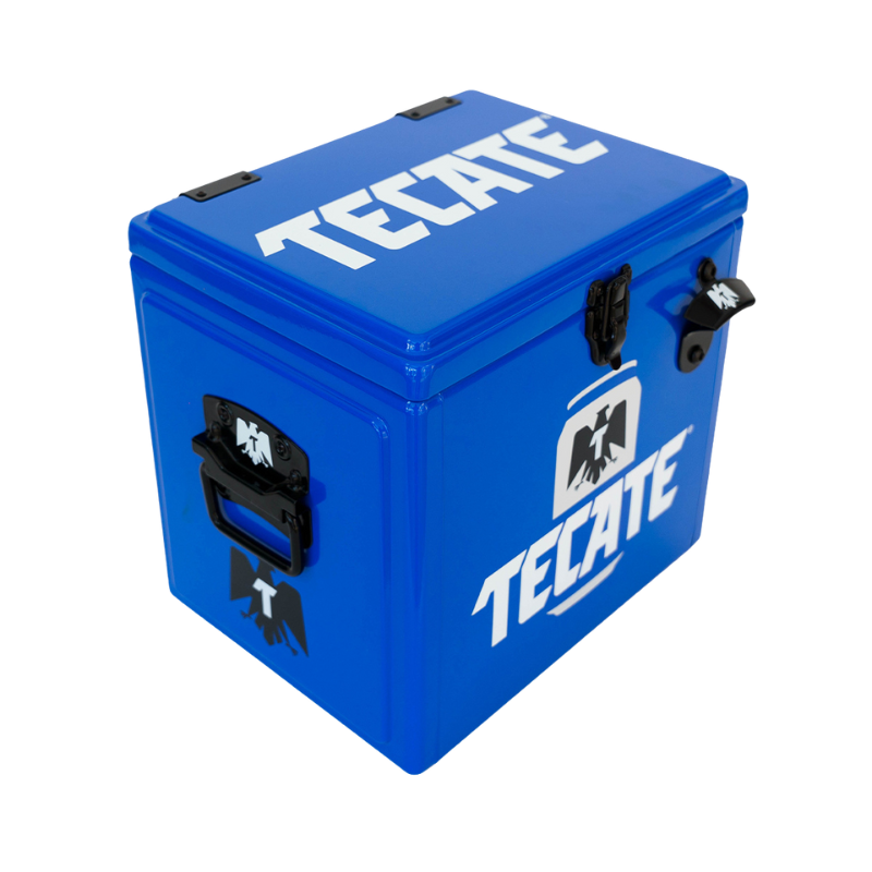 Hielera Metálica Tecate Light Azul de 15 Litros / Hasta 18 Latas