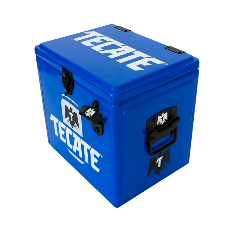 Hielera Metálica Tecate Light Azul de 15 Litros / Hasta 18 Latas