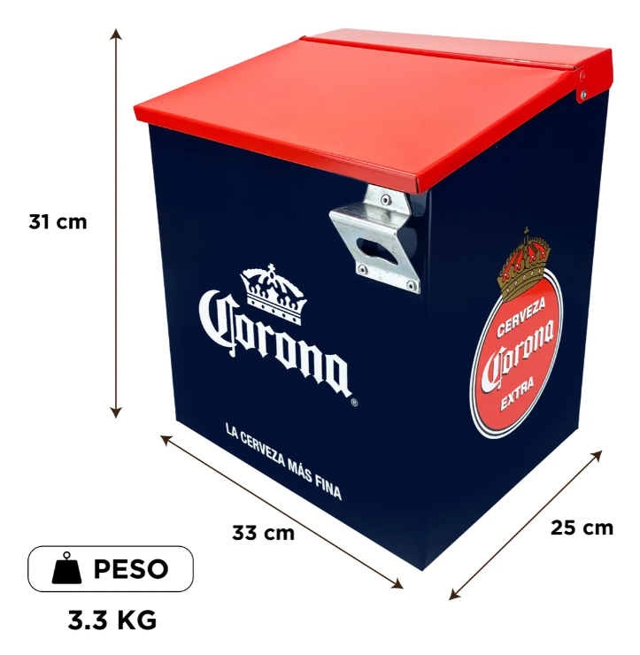 Hielera Corona Vintage 15L | Metálica, Resistente y Estilo Retro Único