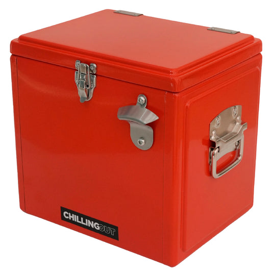 Hielera Metálica Roja Estilo Retro Portátil 15 Litros Chilling-Out