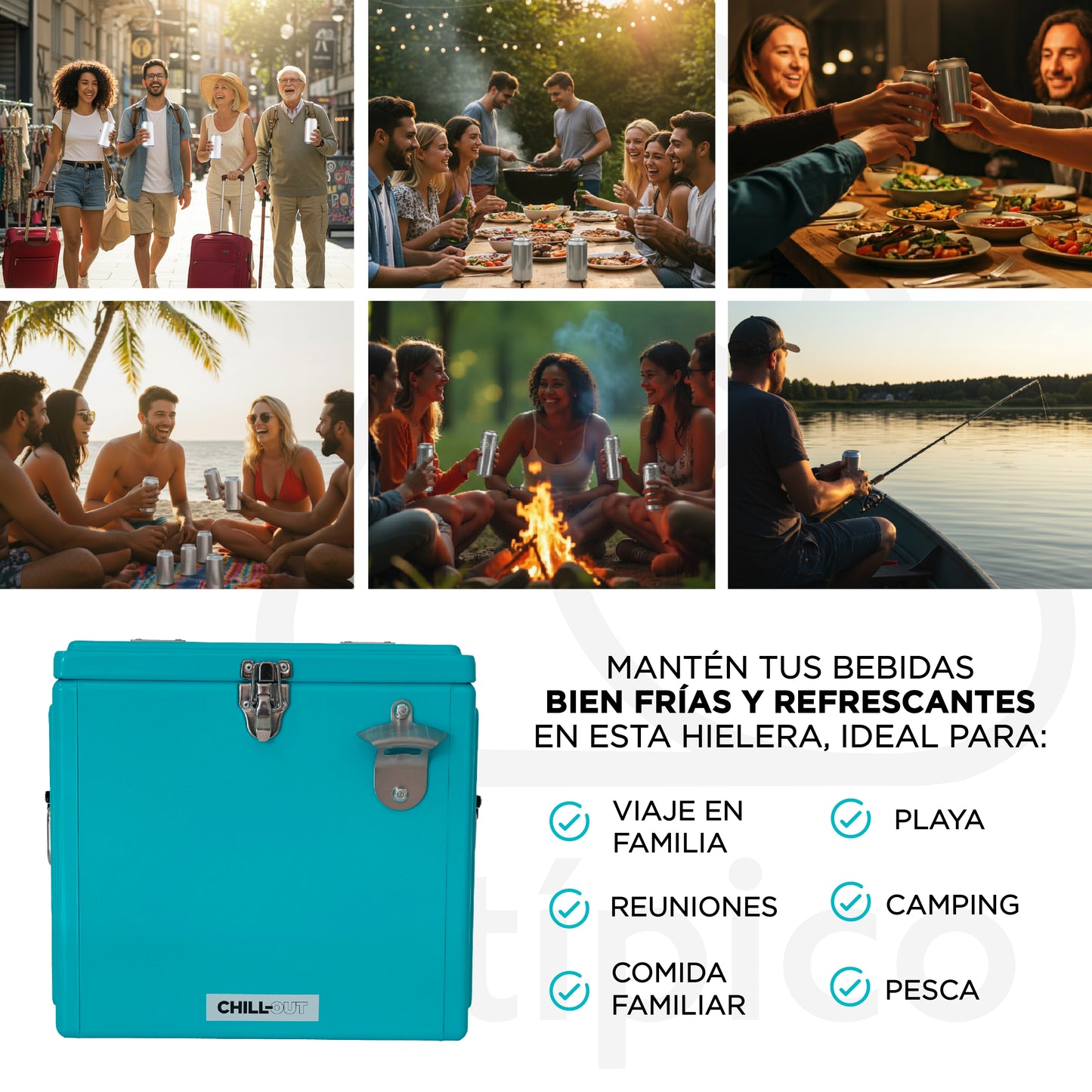 Hielera Metálica de 15 Litros Azul Chill-Out