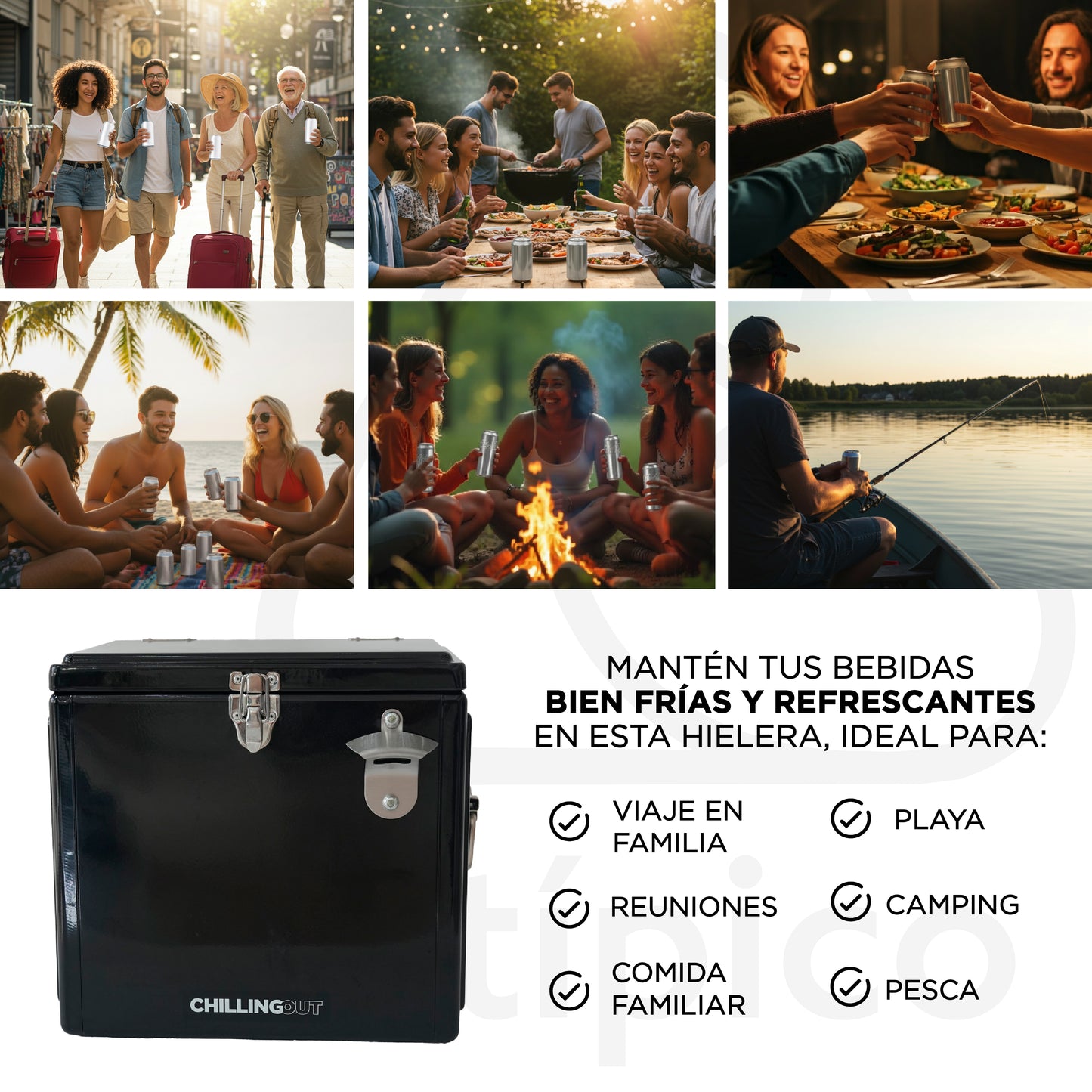 Hielera Metálica de 15 Litros Negro ChillingOut