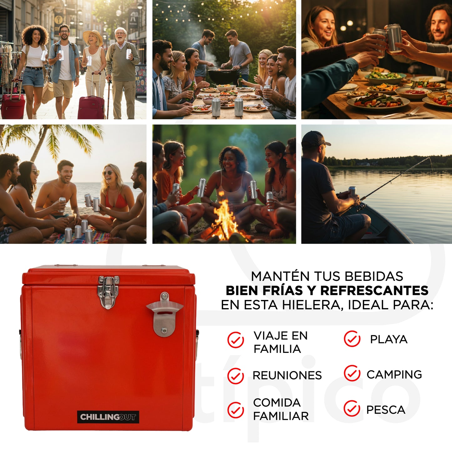 Hielera Metálica de 15 Litros Roja ChillingOut