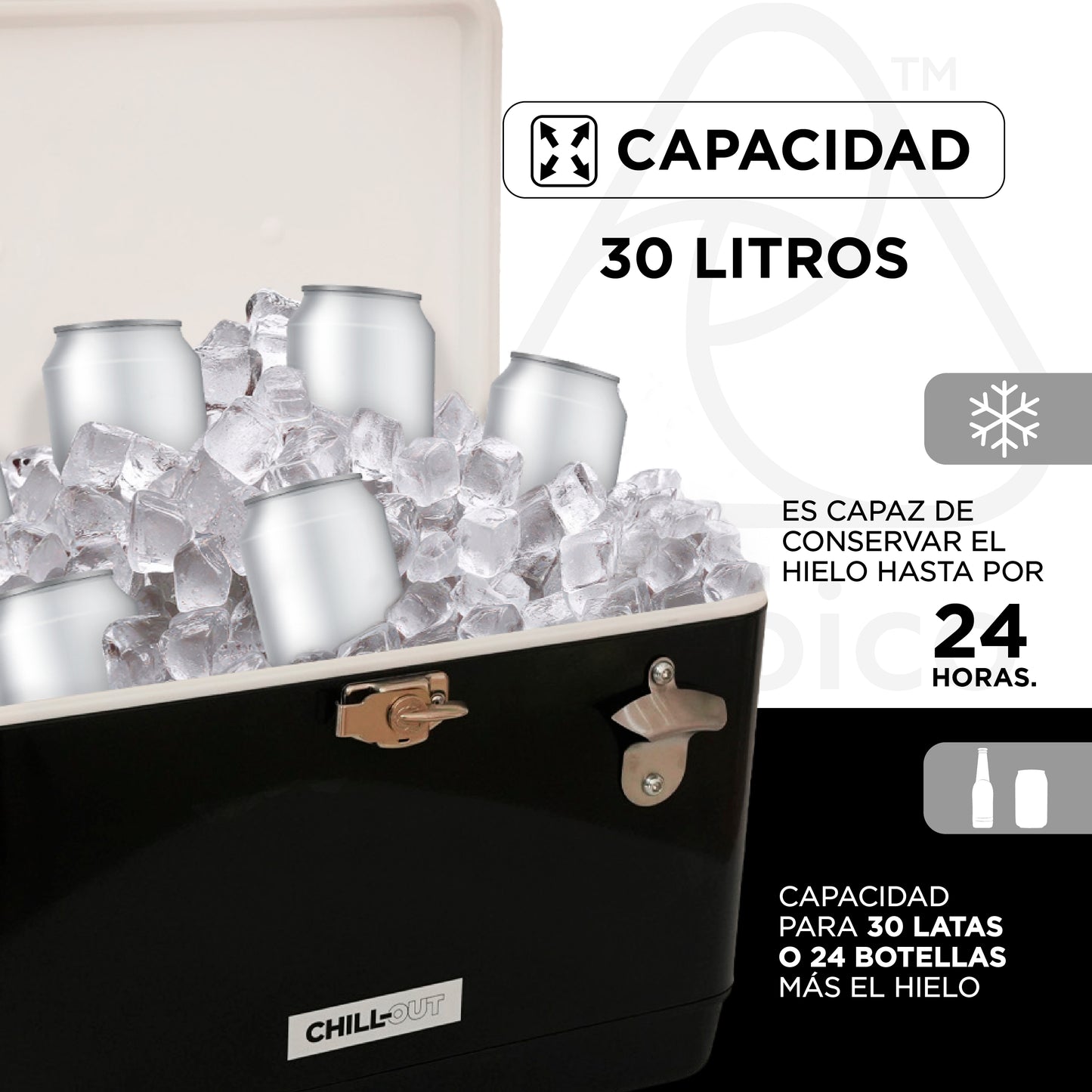 Hielera Metálica de 30 Litros Negro Chill-Out