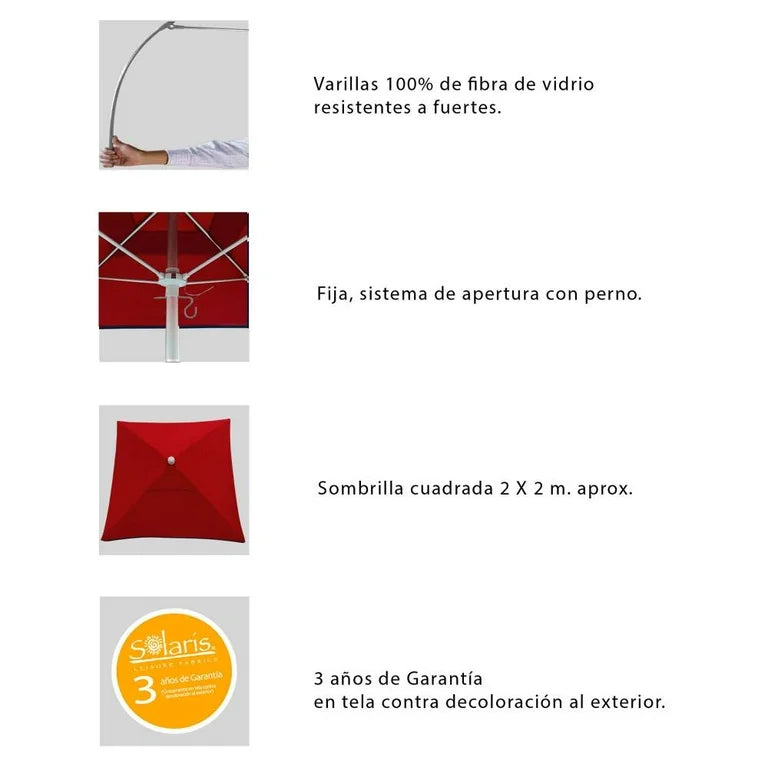 Sombrilla Cuadrada Roja