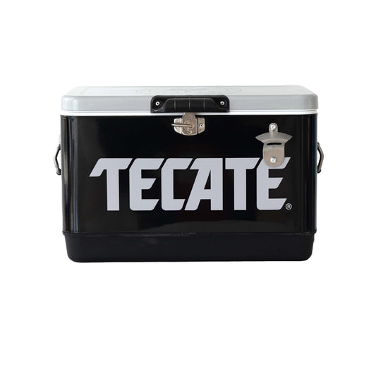 Hielera Metálica Tecate 30L Negra con Destapador Integrado