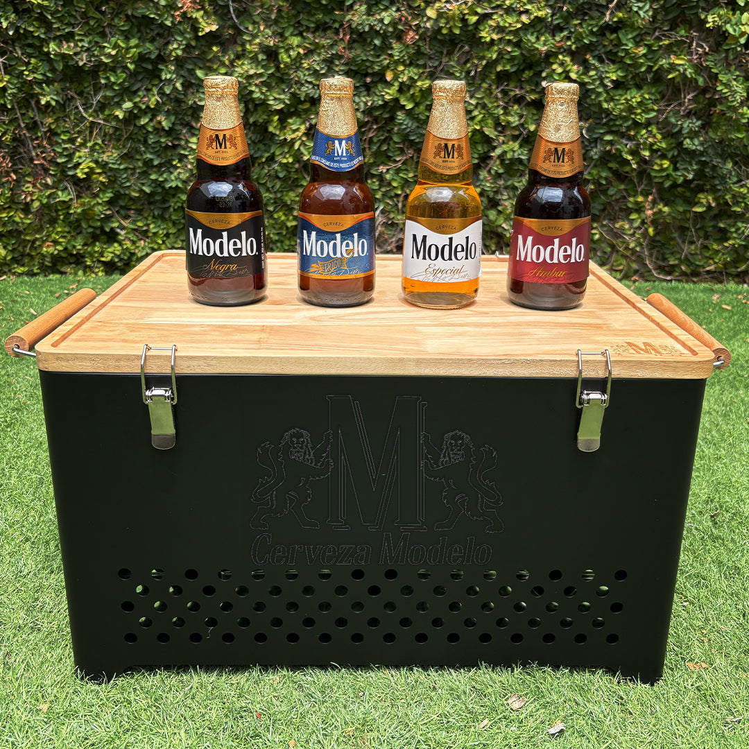 Asador de Carbón Portátil Acero Inoxidable | Parrilla con Tabla para Picar y Altura Ajustable