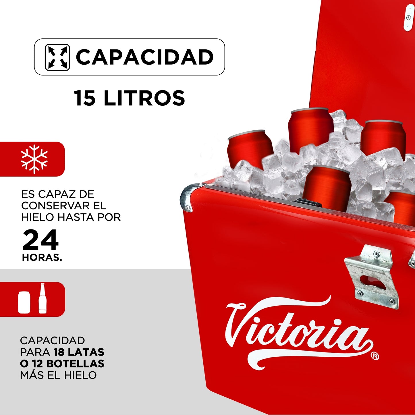 Hielera Metálica Victoria 15L Diseño Retro | Máxima Durabilidad y Conservación Extrema de Hielo
