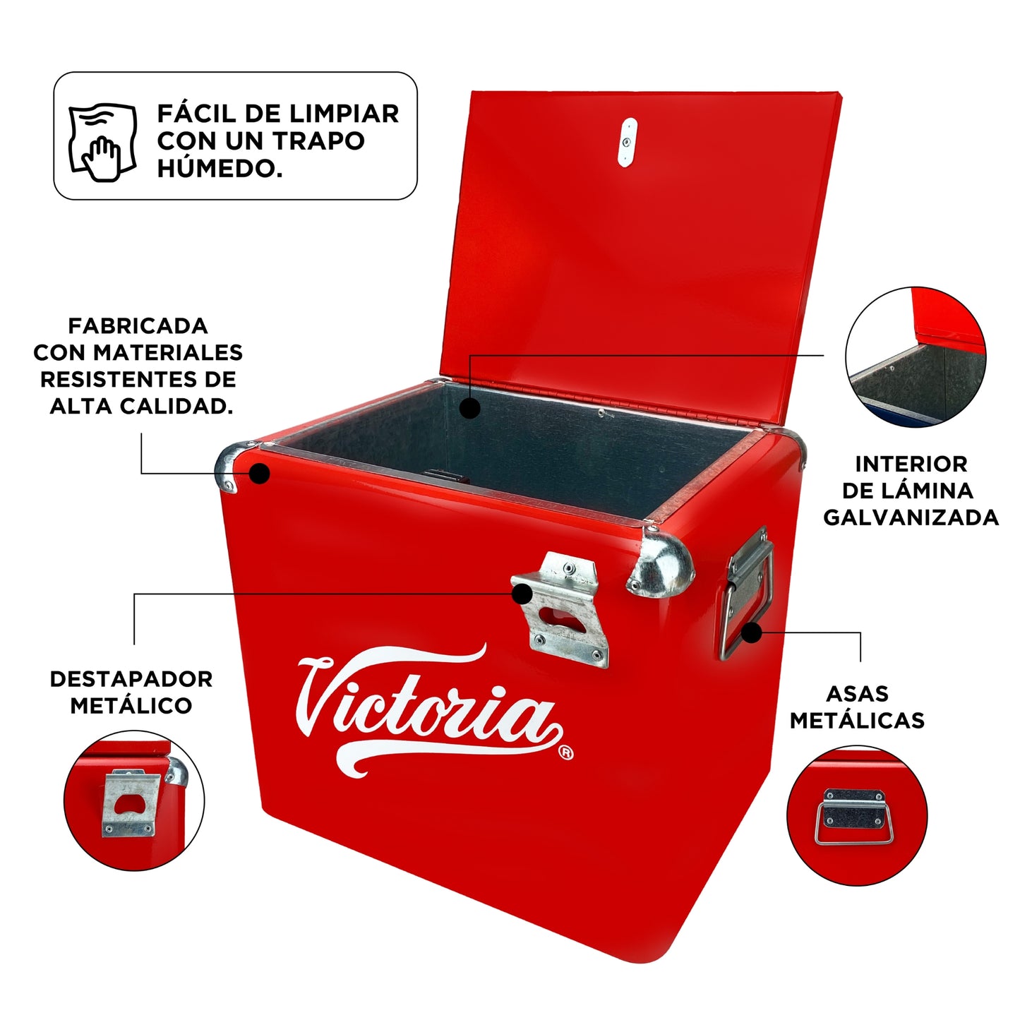 Hielera Metálica Victoria 15L Diseño Retro | Máxima Durabilidad y Conservación Extrema de Hielo