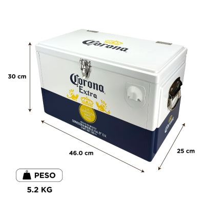 Hielera Metálica Corona Extra 20L | Diseño Vintage, Conserva el Frío 24h, Ideal para 36 Latas