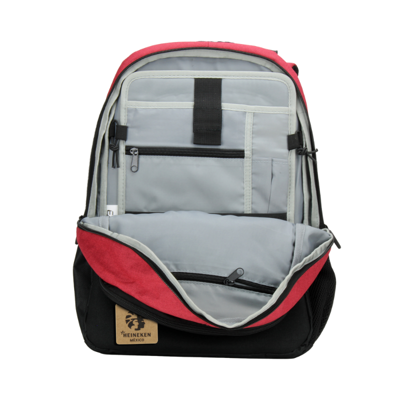 MOCHILA CON BOCINA Y LUZ LED ROJO/NEGRO EDICIÓN TECATE ROJO