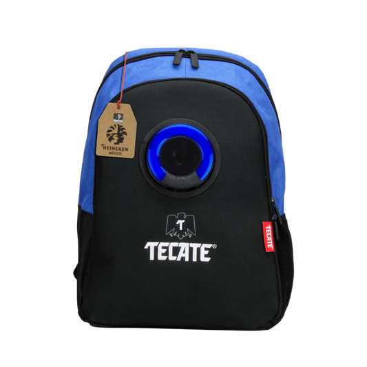 MOCHILA CON BOCINA Y LUZ LED AZUL/NEGRO EDICIÓN TECATE LIGHT