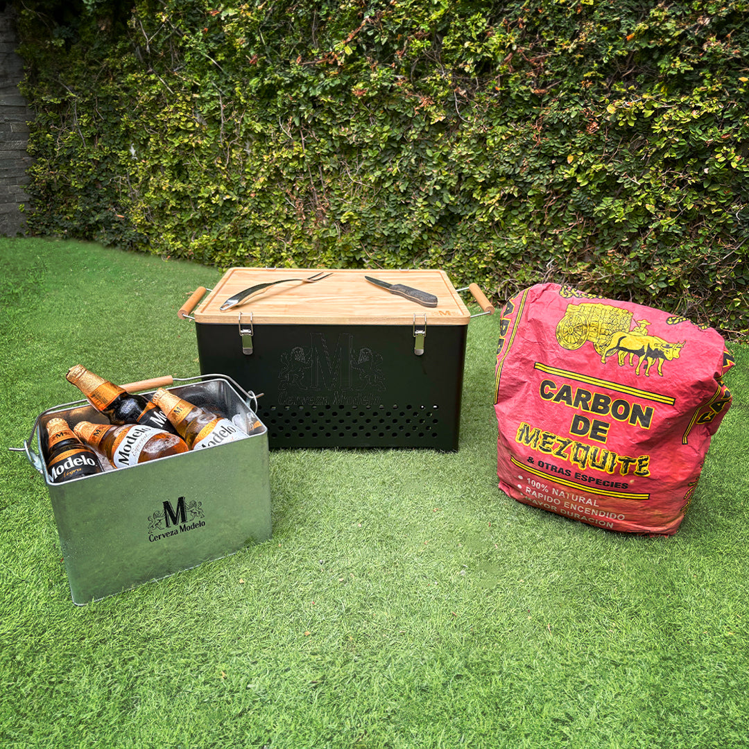 Asador de Carbón Portátil Acero Inoxidable | Parrilla con Tabla para Picar y Altura Ajustable