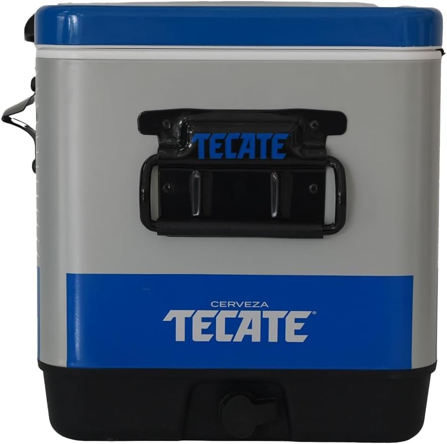 Hielera Metálica Tecate Plateado con Azul De 30 litros
