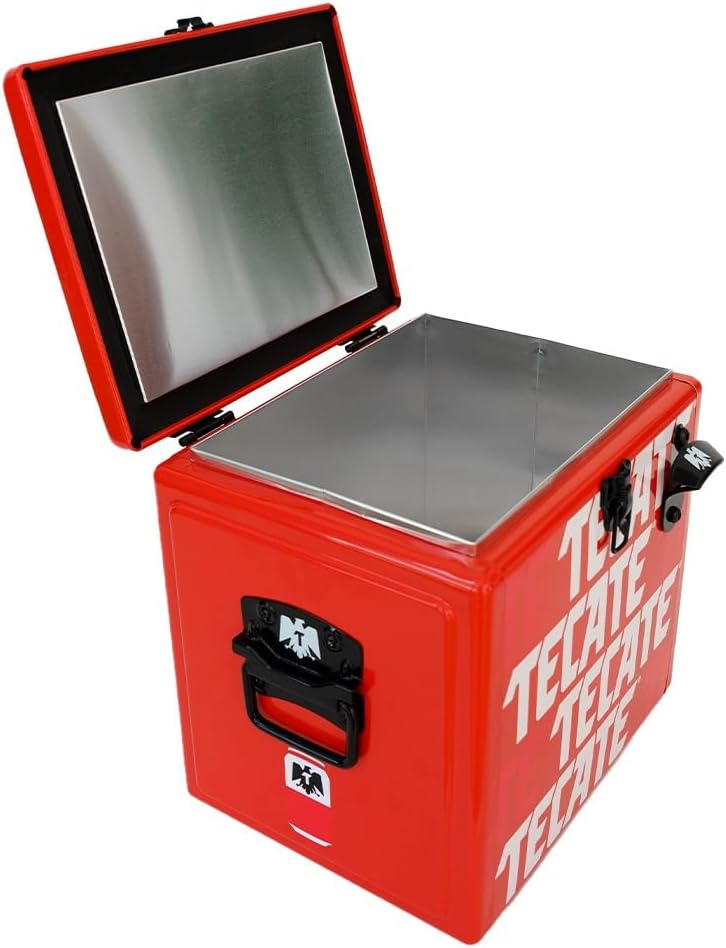 Hielera Metálica Tecate Vintage de 30 litros Rojo