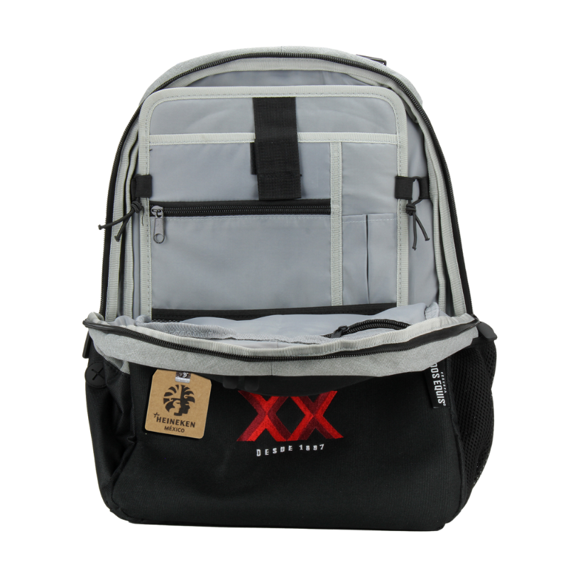 MOCHILA CON BOCINA Y LUZ LED INALÁMBRICA GRIS/NEGRO TECNOLOGÍA PORTÁTIL A DONDE VAYAS