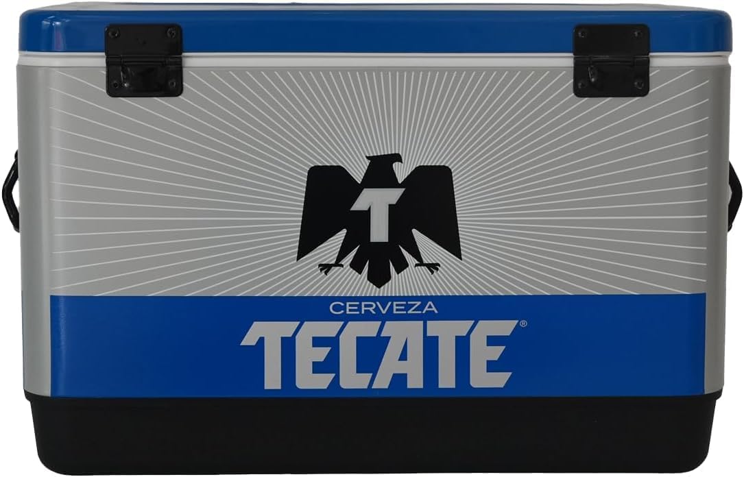 Hielera Metálica Tecate Plateado con Azul De 30 litros