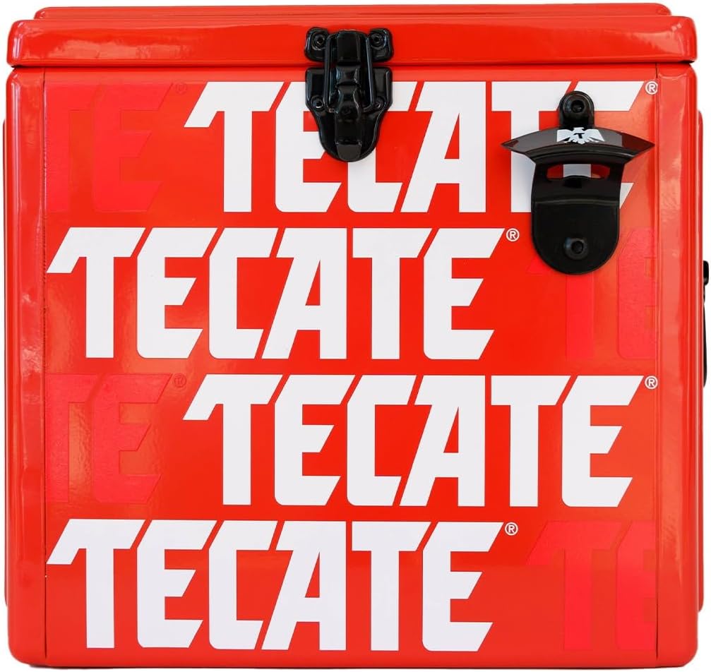 Hielera Metálica Tecate Vintage de 30 litros Rojo