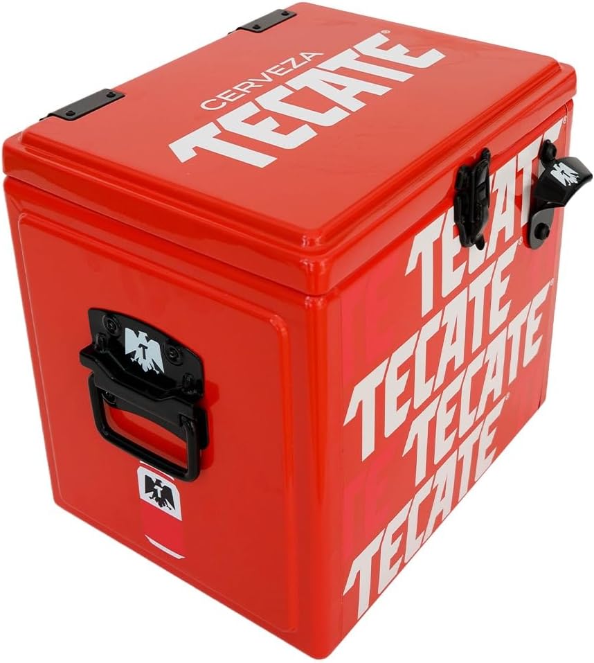 Hielera Metálica Tecate Vintage de 30 litros Rojo