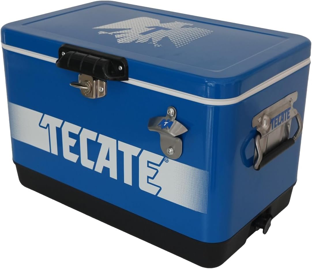 Hielera Metálica Tecate Vintage de 30 litros Azul