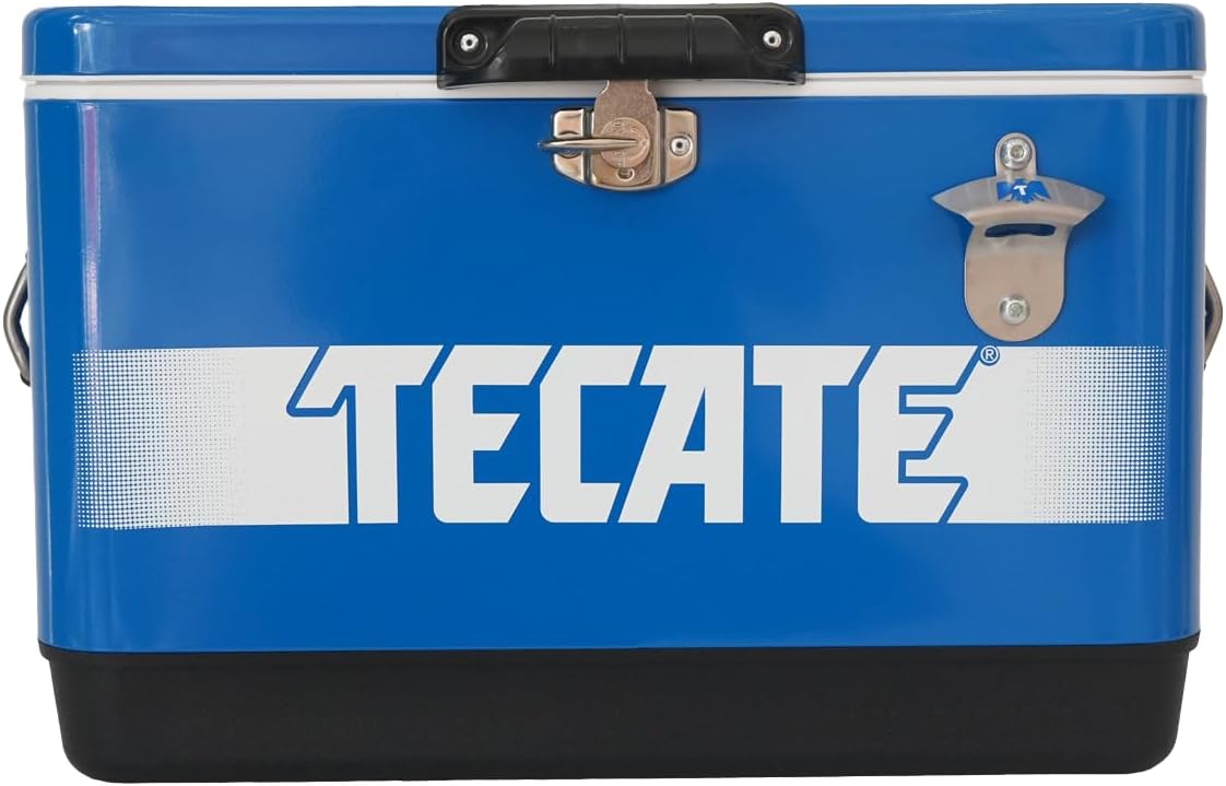 Hielera Metálica Tecate Vintage de 30 litros Azul