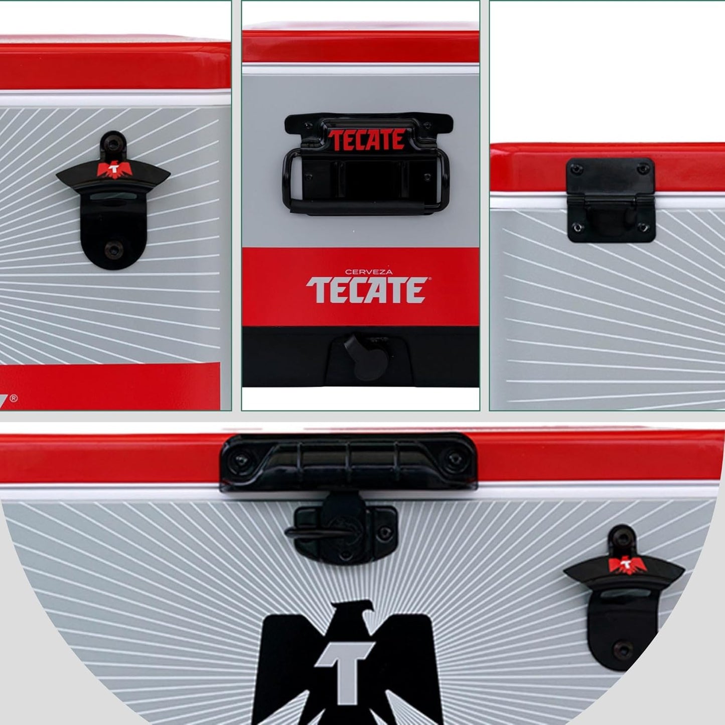 Hielera Metálica Tecate Plateado con Rojo De 30 litros