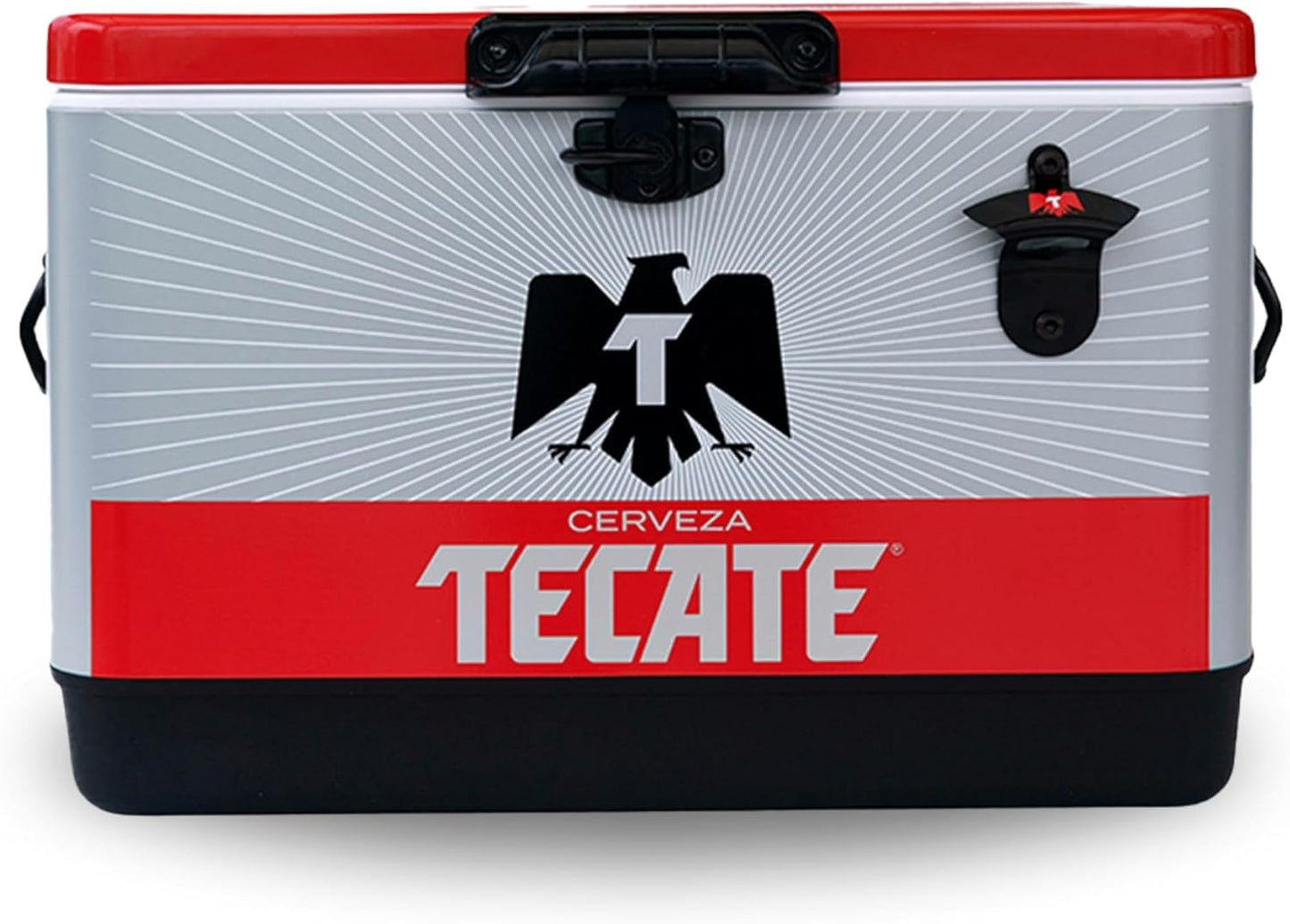 Hielera Metálica Tecate Plateado con Rojo De 30 litros