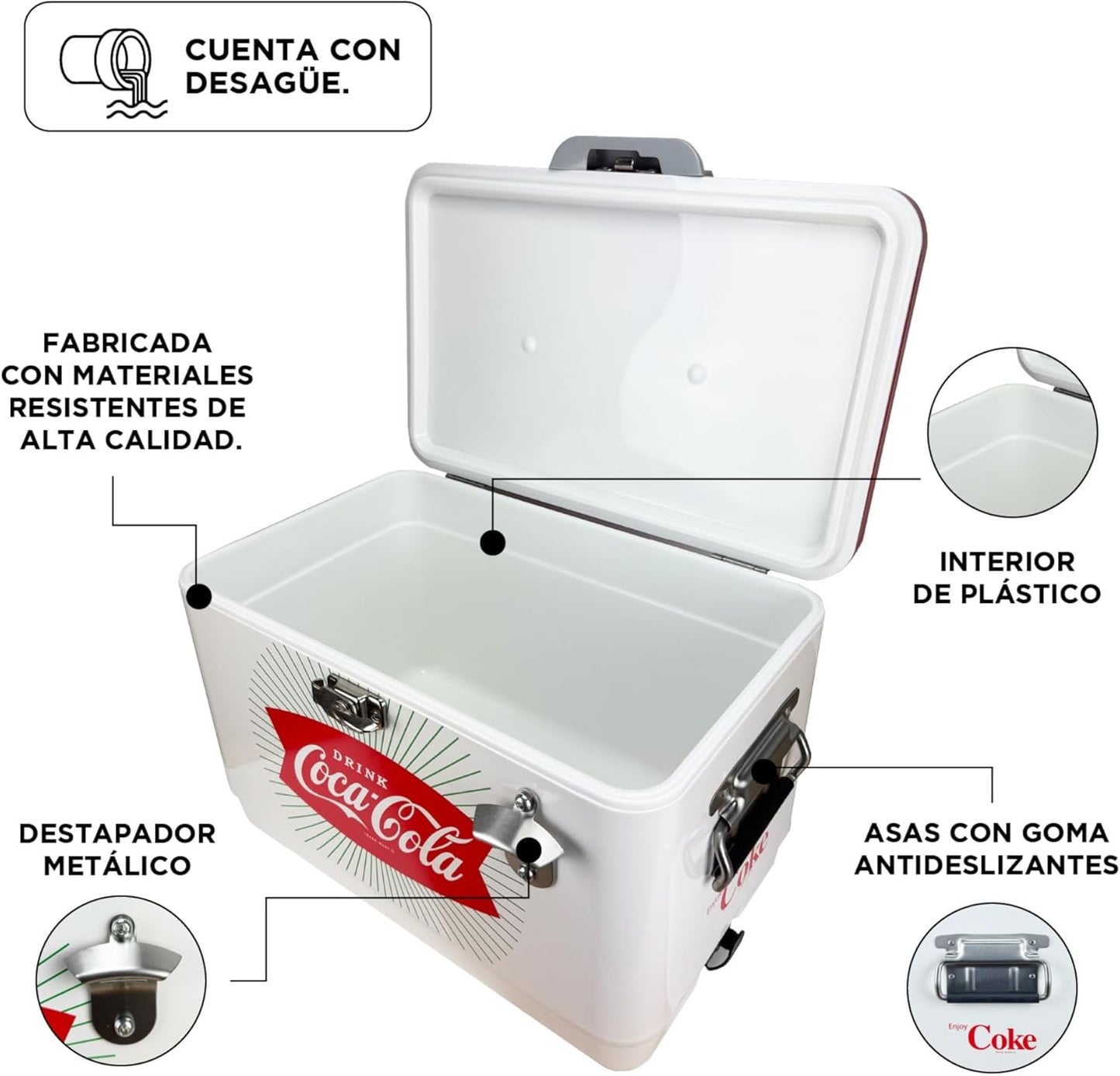 Hielera Coca-Cola CLÁSICA 30L Blanco/Rojo