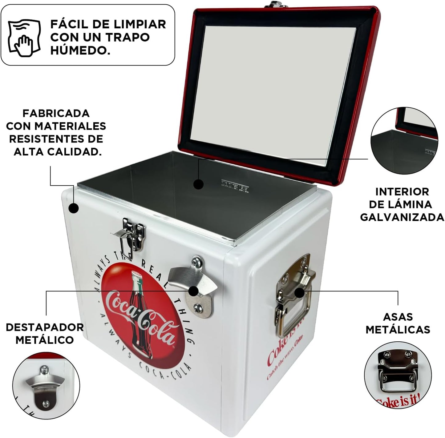 Hielera Metálica Coca-Cola Vintage BLANCO