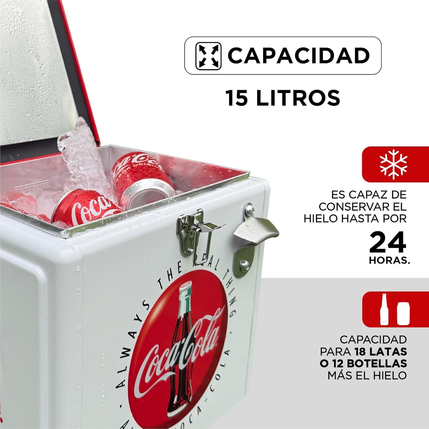 Hielera Metálica Coca-Cola Vintage BLANCO