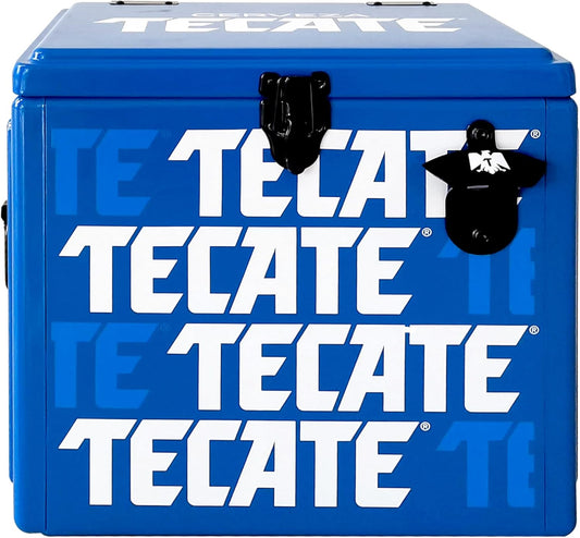 Hielera Metálica Tecate Vintage de 30 litros Azul