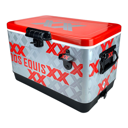 Hielera Metálica Dos Equis Plateada 30L – Capacidad para 36 Latas | Mantén tus Bebidas Frías por 24 Horas