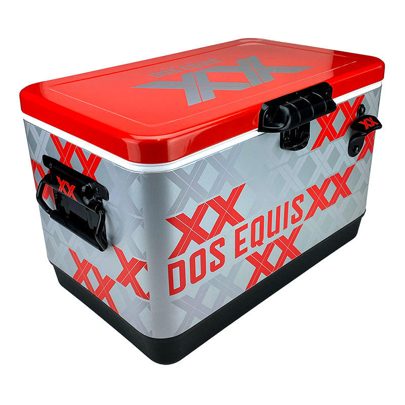 Hielera Metálica Dos Equis Plateada 30L – Capacidad para 36 Latas | Mantén tus Bebidas Frías por 24 Horas