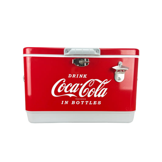 Hielera Metálica Coca-Cola Retro 30L | Capacidad para 36 Latas, Conservación de Hielo por 24 Horas