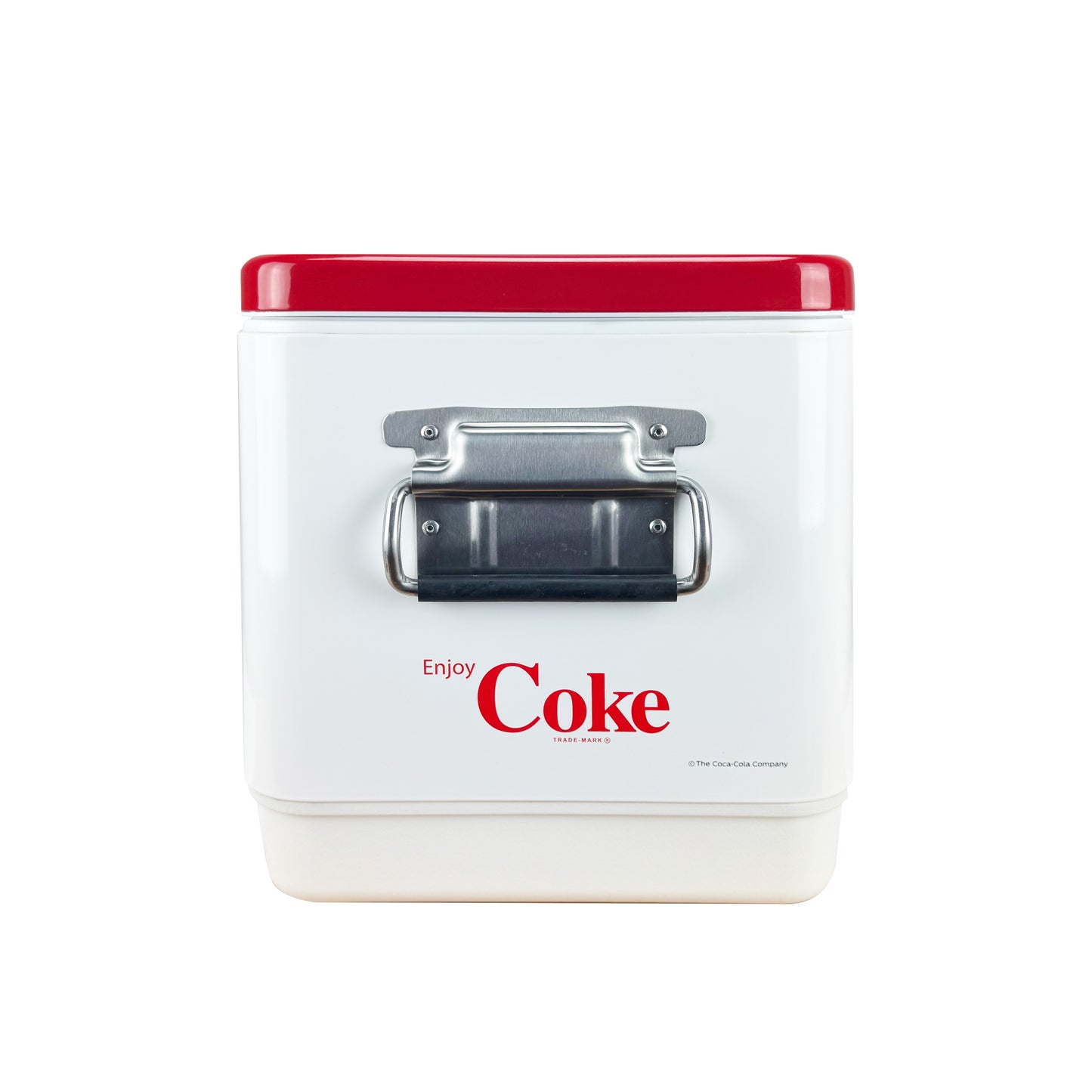 Hielera Metálica Coca-Cola 30L Blanca y Roja | Capacidad para 36 Latas y Conservación de Hielo por 24 Horas