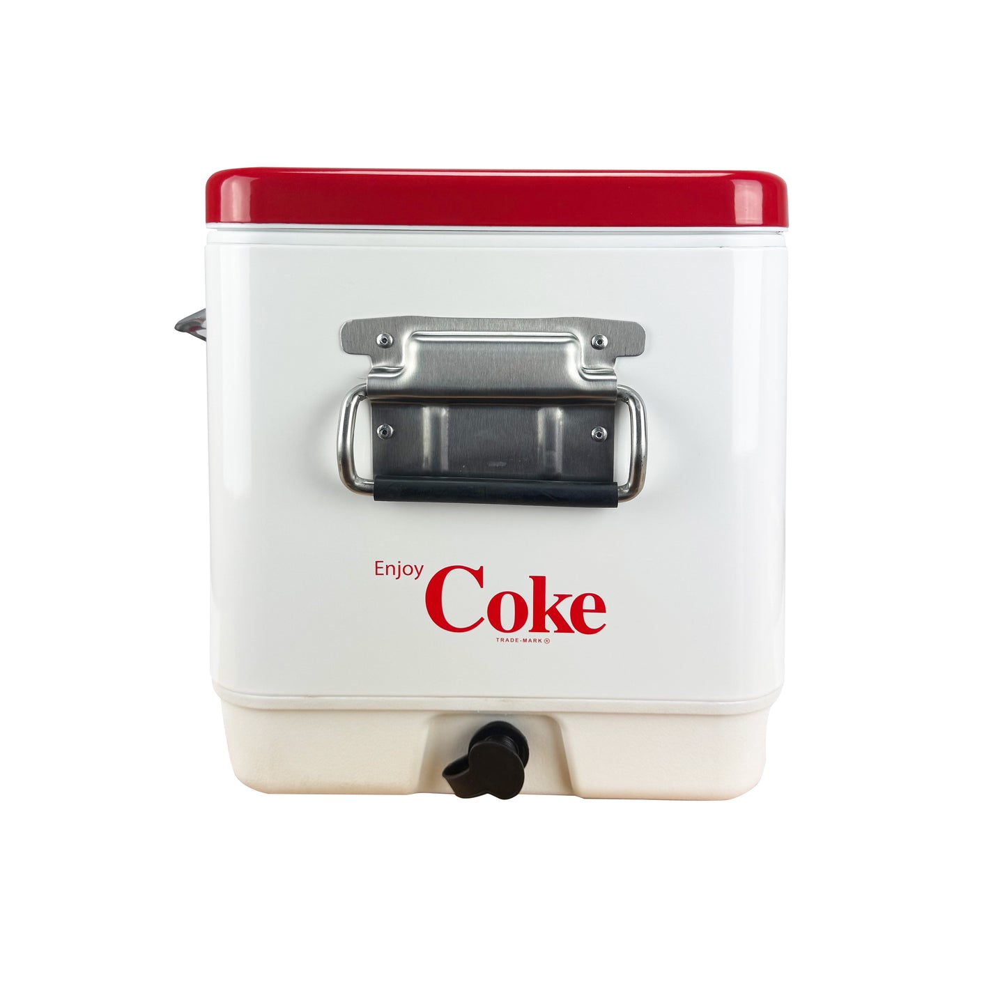 Hielera Metálica Coca-Cola 30L Blanca y Roja | Capacidad para 36 Latas y Conservación de Hielo por 24 Horas
