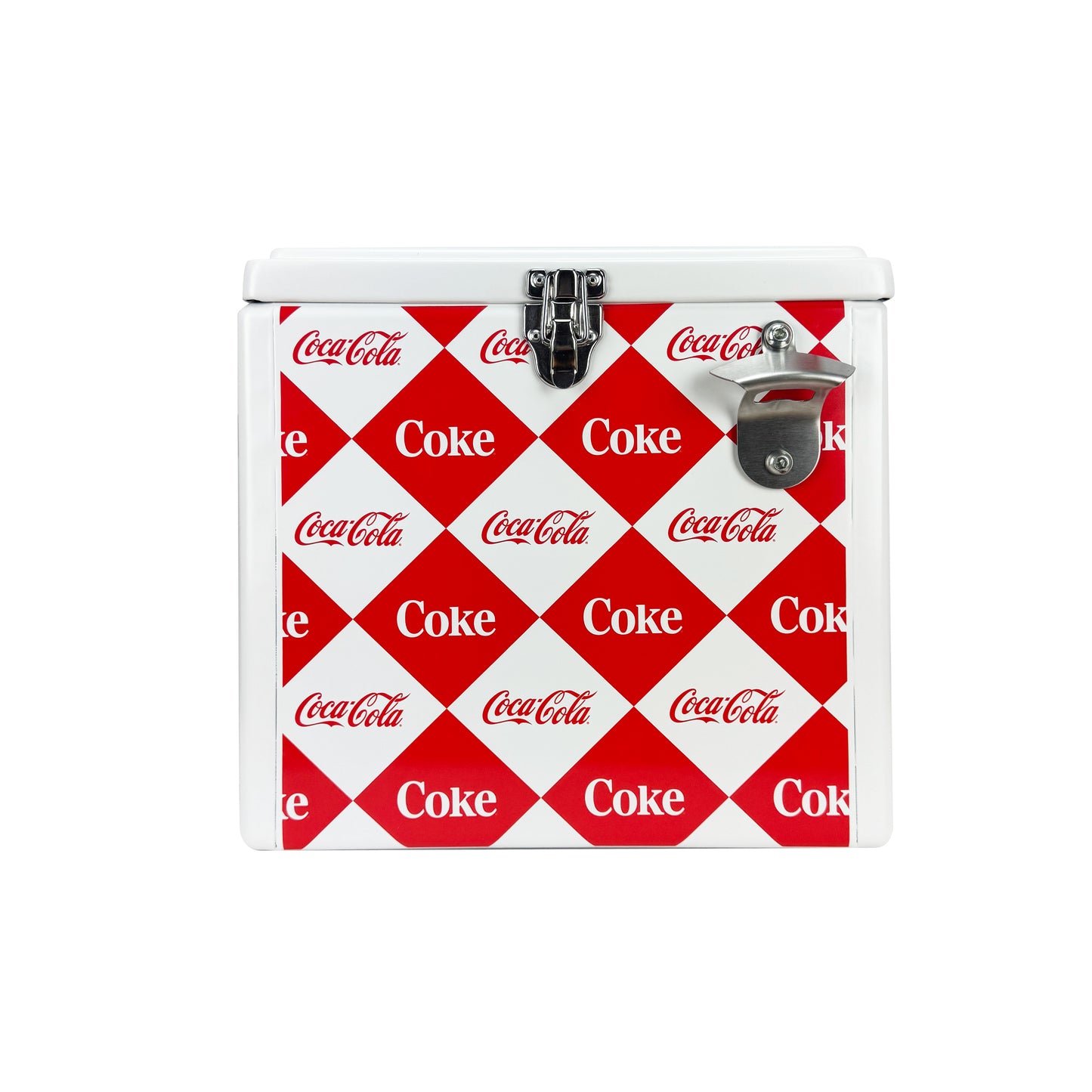 Hielera Metálica Coca-Cola 15L Rombos | Conservación de Hielo por 24 Horas y Capacidad para 18 Latas