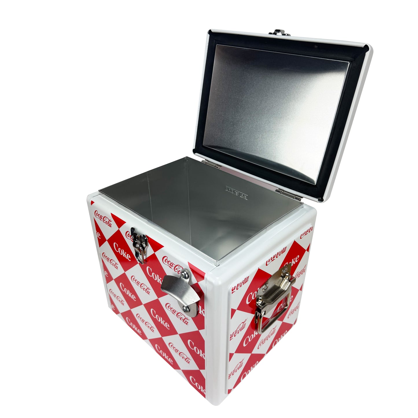 Hielera Metálica Coca-Cola 15L Rombos | Conservación de Hielo por 24 Horas y Capacidad para 18 Latas