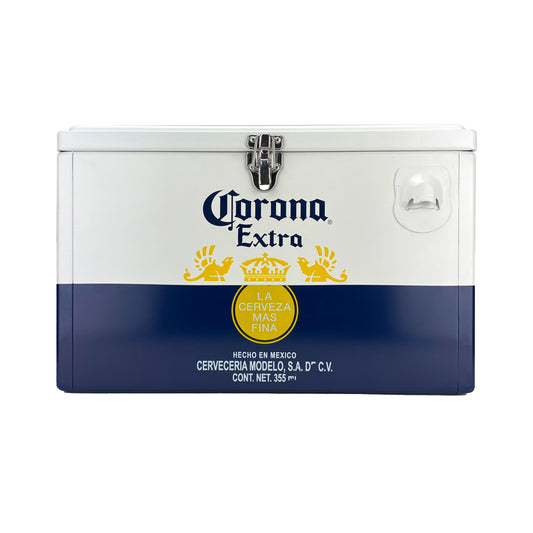 Hielera Metálica Corona Extra 20L | Diseño Vintage, Conserva el Frío 24h, Ideal para 36 Latas